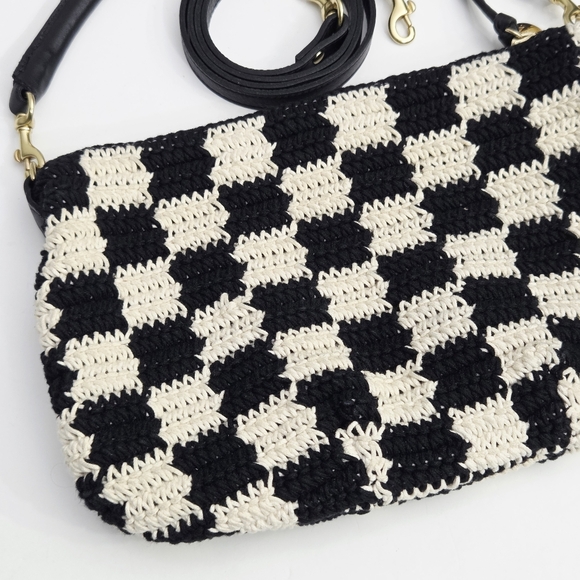 EXCELLENT CLARE V PETIT MOYEN MESSENGER BAG - CHECKER CROCHET - Picture 5 of 7